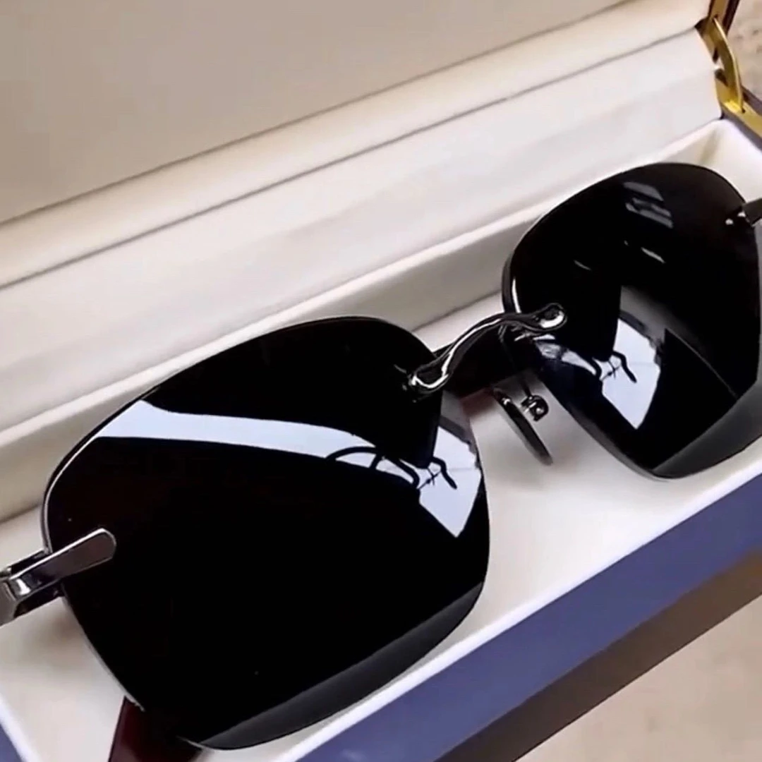 男士黑色时尚太阳镜防紫外线大框遮阳百搭潮流偏光镜无框飞行员眼