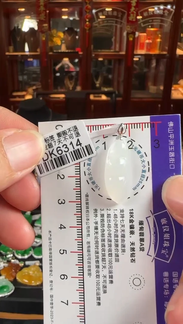 颈饰18K金镶嵌翡翠DK6314富贵豆