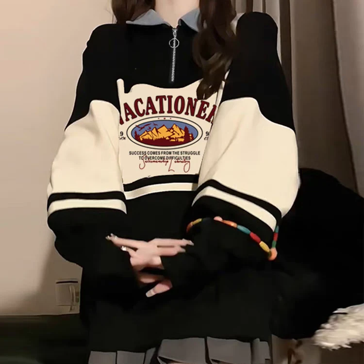 心上熊2025春季新款女装潮流美式百搭宽松