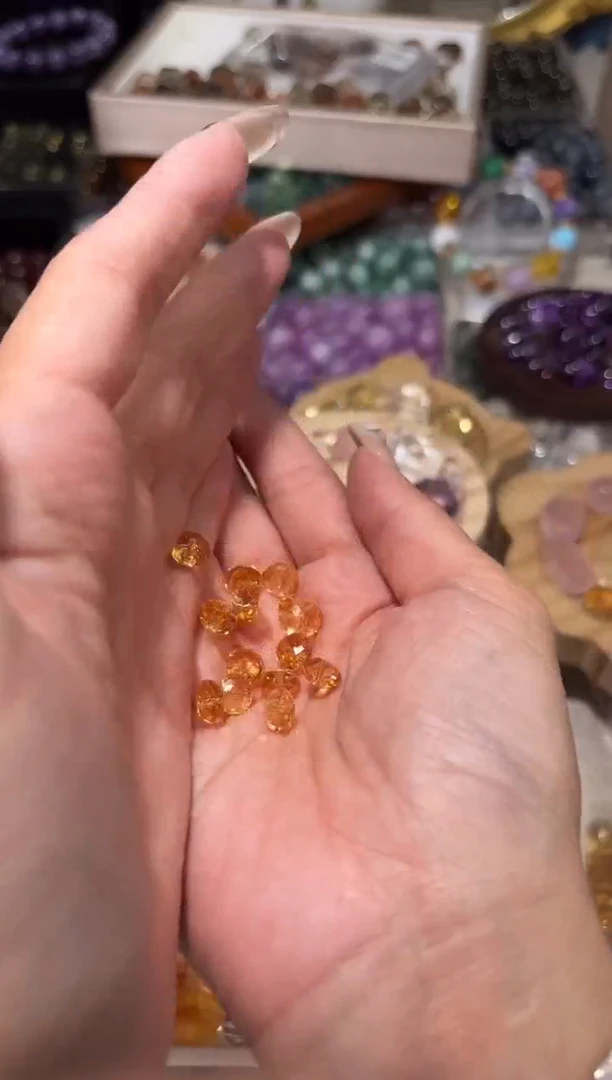 水晶手串未镶嵌F21黄水晶算盘珠宽卡9一颗