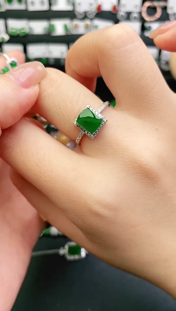 银S925镶嵌戒指翡翠0