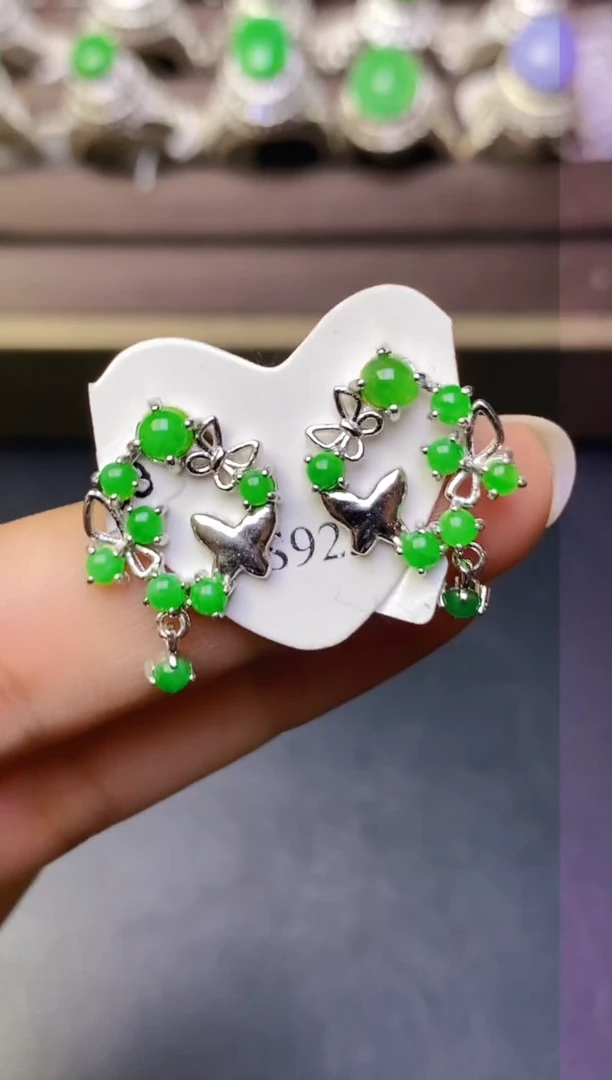 翡翠戒指银S925镶嵌百内无证书