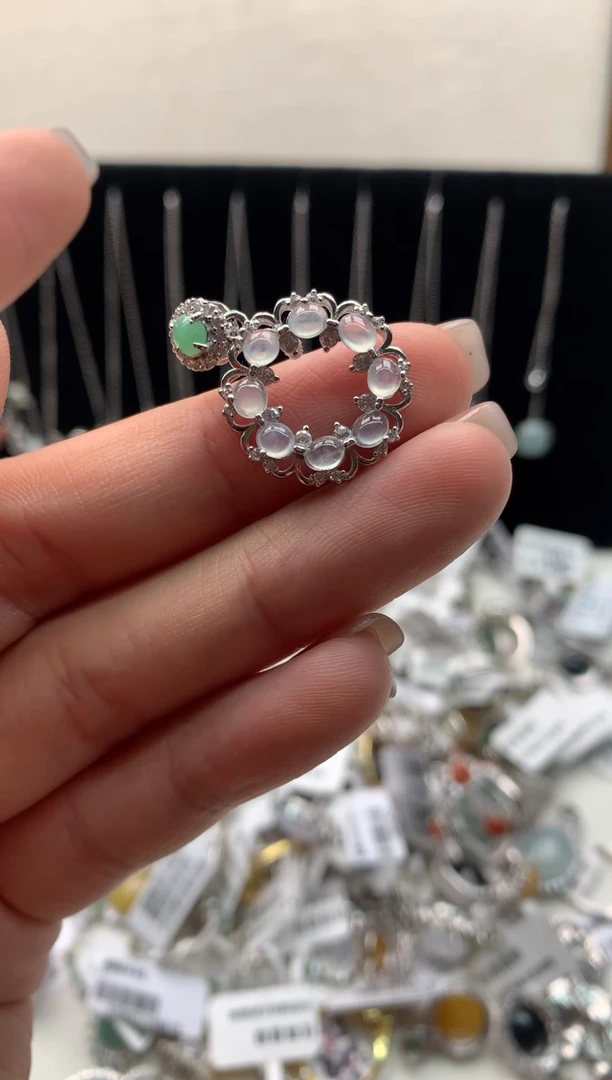 翡翠银S925镶嵌颈饰468