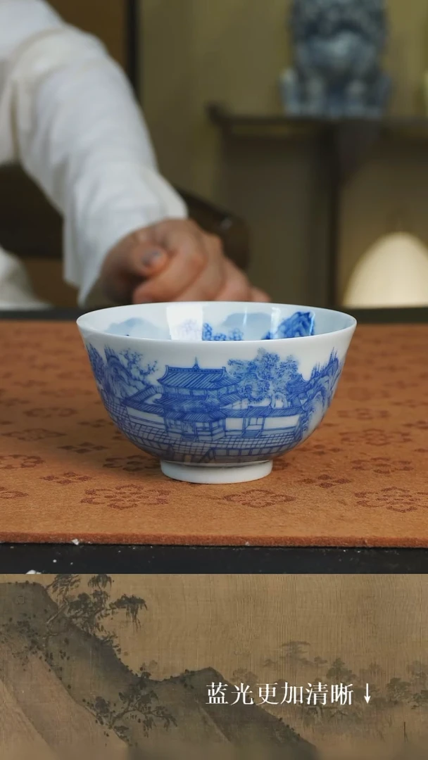 杯子景德镇 柴窑烧制 纯手绘 山水楼阁 杯杯