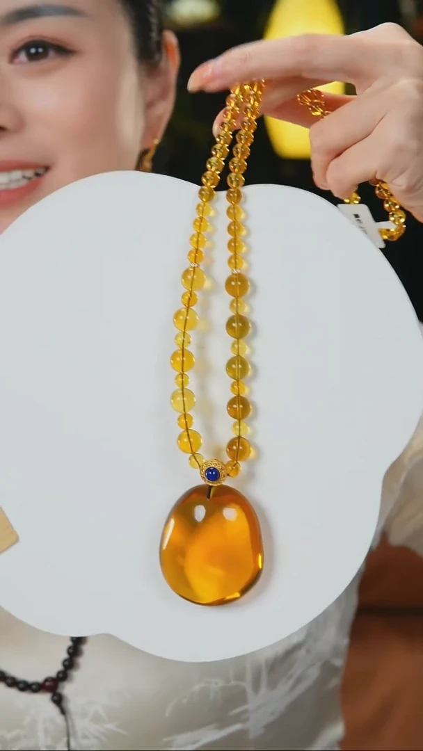 蓝珀项链未镶嵌蓝珀水滴