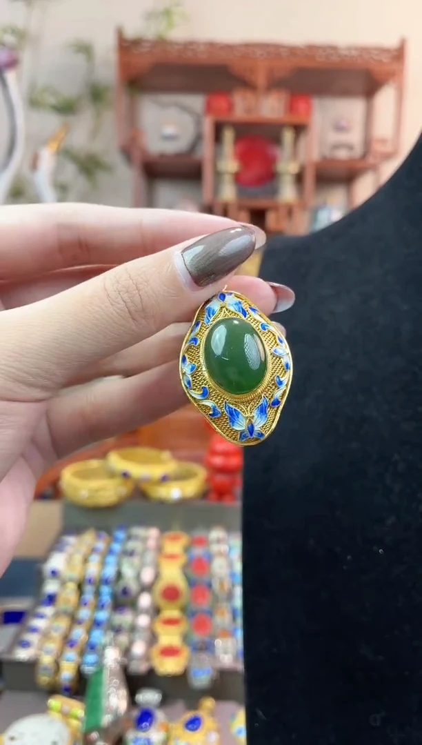 非遗手工花丝镶嵌吊坠
