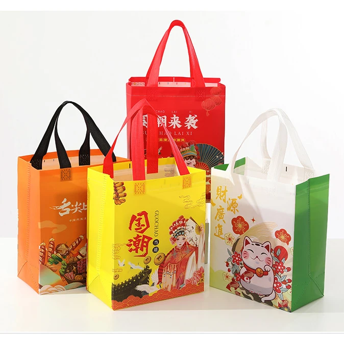 防水无纺布外卖袋加厚定做铝箔无纺布袋红色防油国潮印刷覆膜