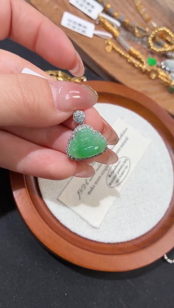 吊坠(不含链)银S925镶嵌翡翠【挽石珠宝】佛公1