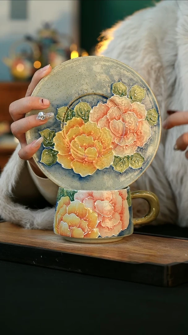 【闪购商品】杯手绘心瓷陶瓷浮力