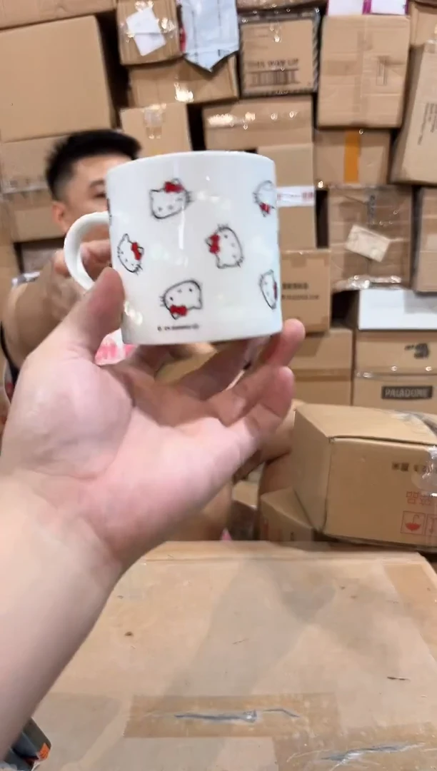 瓷片白色kt猫镂空水杯
