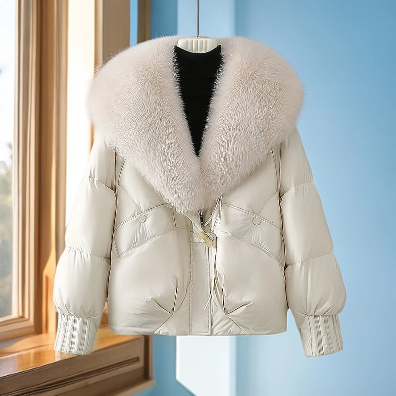 高级感超好看棉衣棉服女2024冬季新款加绒加厚大毛领宽松面包外套