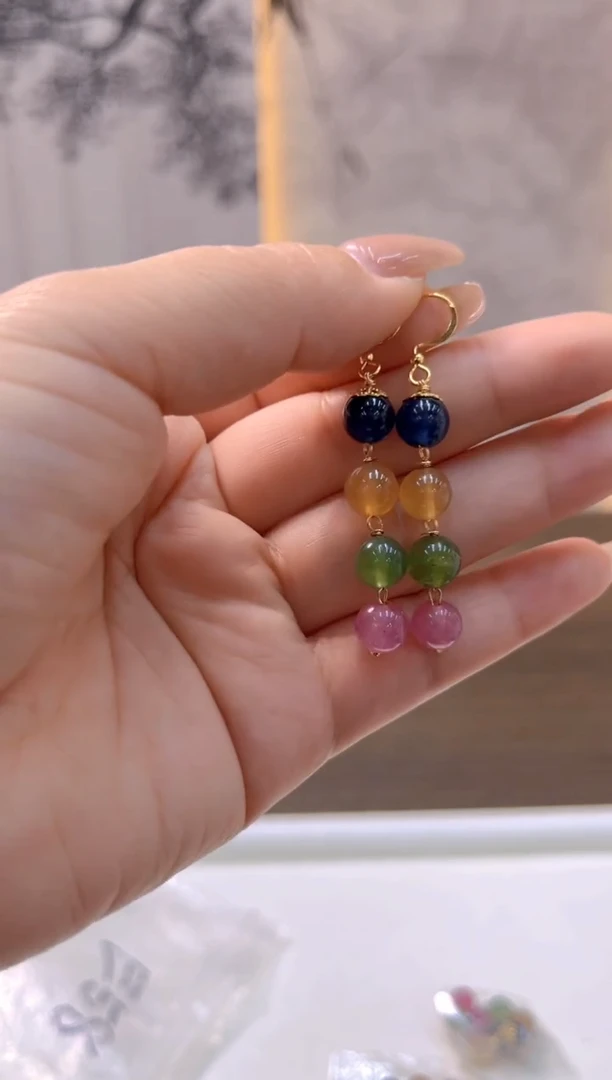 14K金镶嵌耳饰碧玺E58