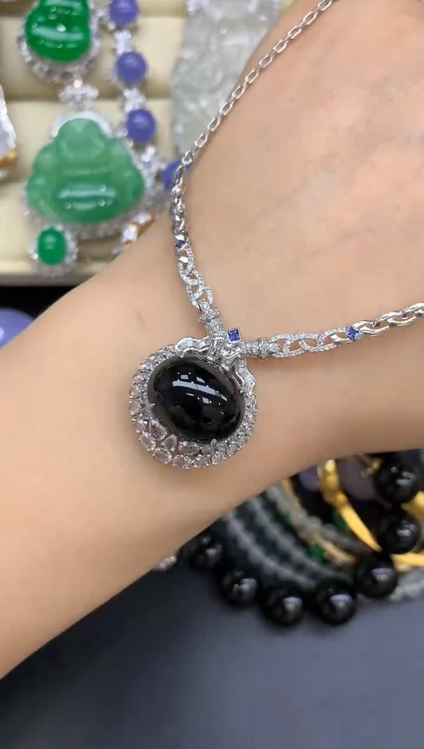 翡翠18K金镶嵌颈饰553-中国好珍宝