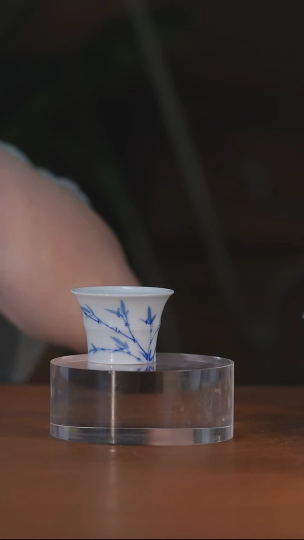 青花竹子竹节杯