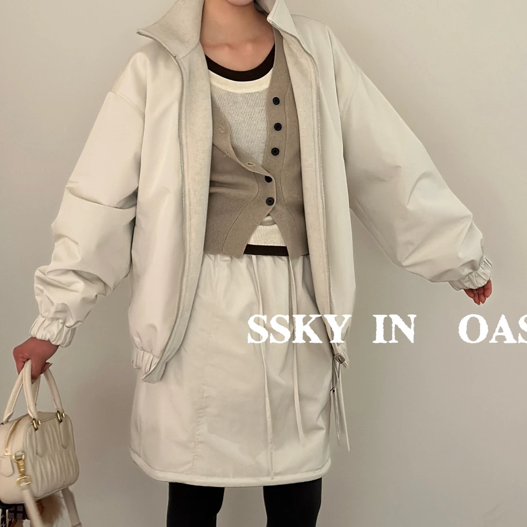 IN OASIS 新款正反两穿中裙松紧腰