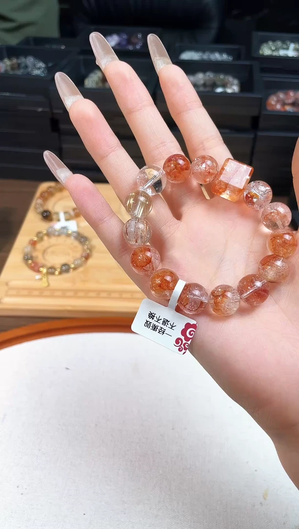 未镶嵌手链水晶金发黑金超七胶花白幽灵手串