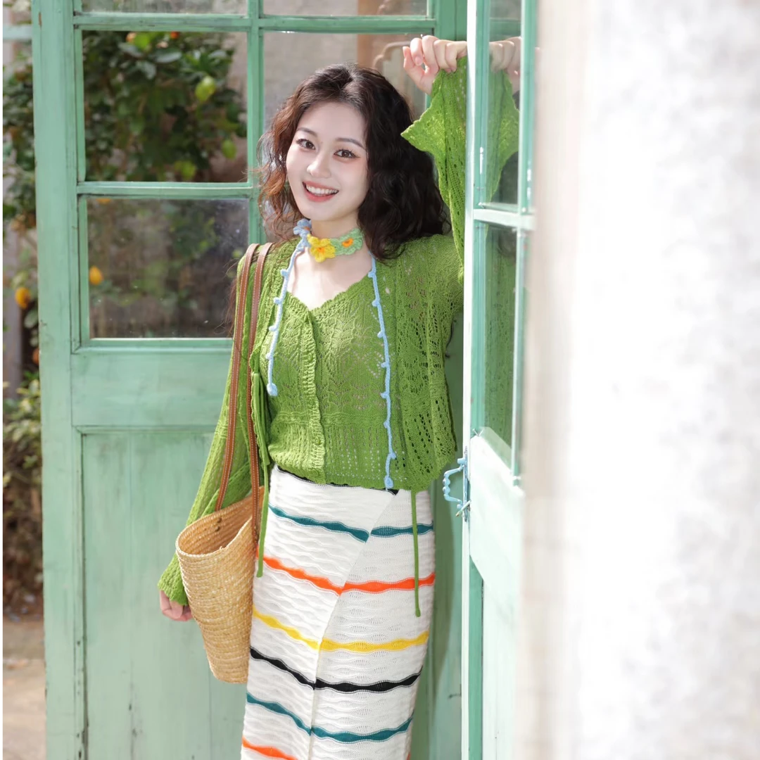 【5/27第二组】韩系极简风新款夏季经典时尚百搭集合链接针织开衫