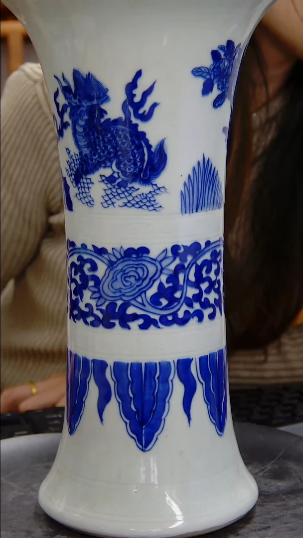 瓶青花凤穿花花觚#1457#