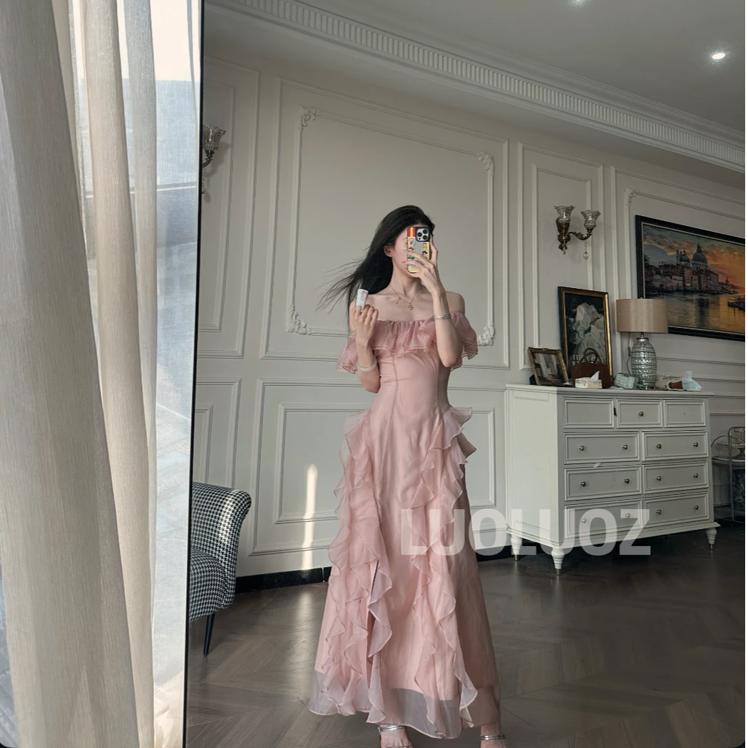 【现货】LUOLUOZ【飘飘欲仙】一字领仙气飘飘绝美时尚长款连衣裙JF685