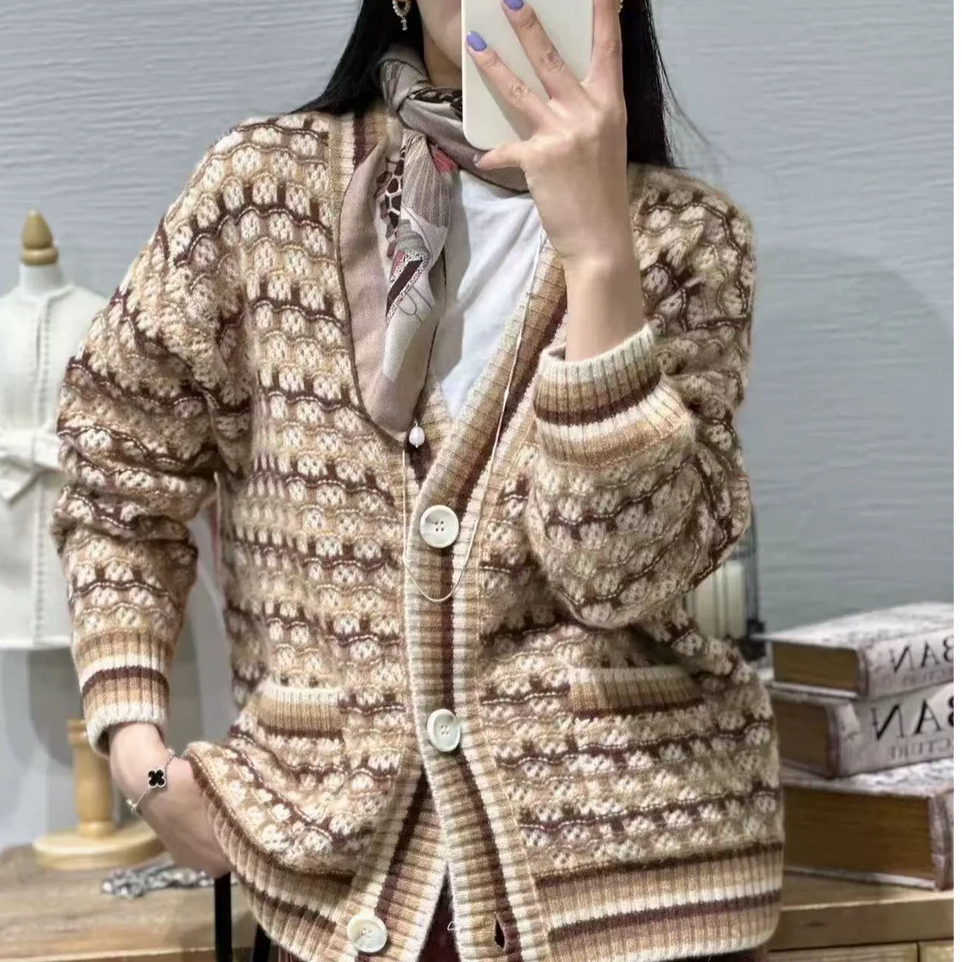 100羊绒✦点点开衫气质百搭休闲女士秋冬