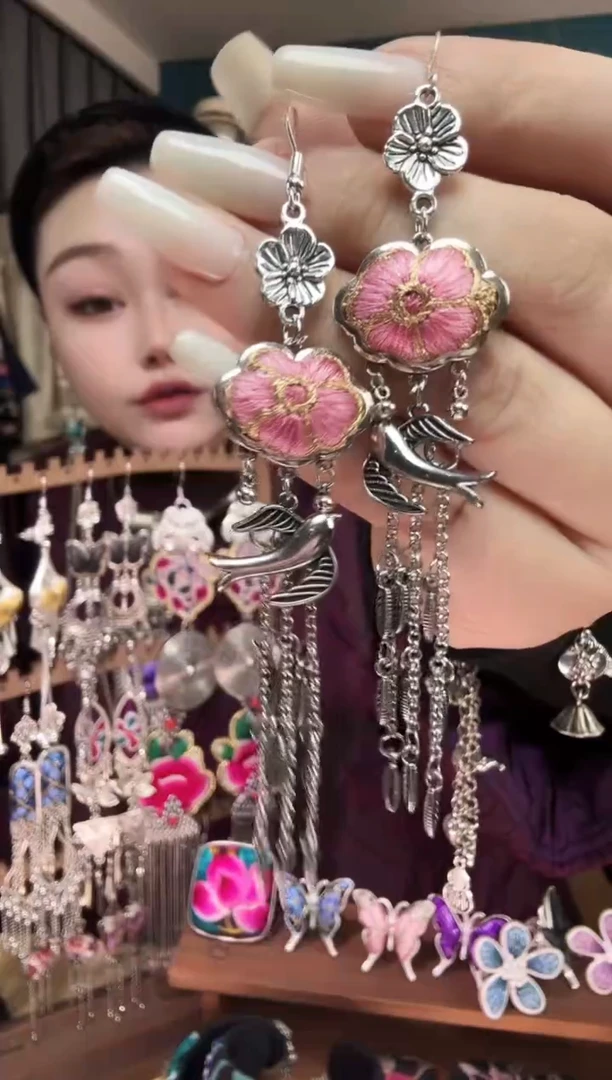 刺绣纯手工民族风刺绣耳环