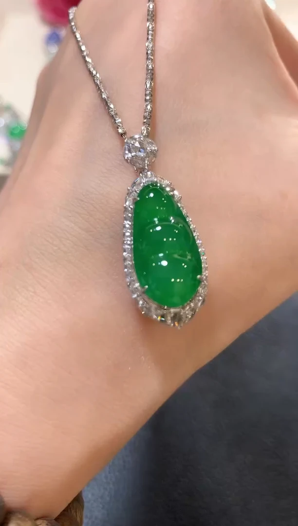 吊坠(不含链)18K金镶嵌翡翠z105