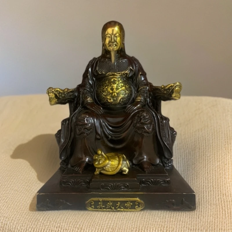 真武帝君玄武大帝玄天上帝家居铜摆件高17.5cm宽12.5cm前后11cm