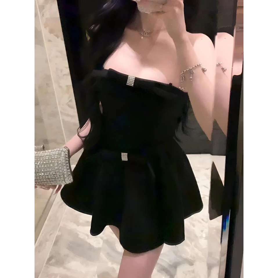 【少女心事】2026春季新款纯欲蝴蝶结抹胸连衣裙收腰显瘦蓬蓬短裙
