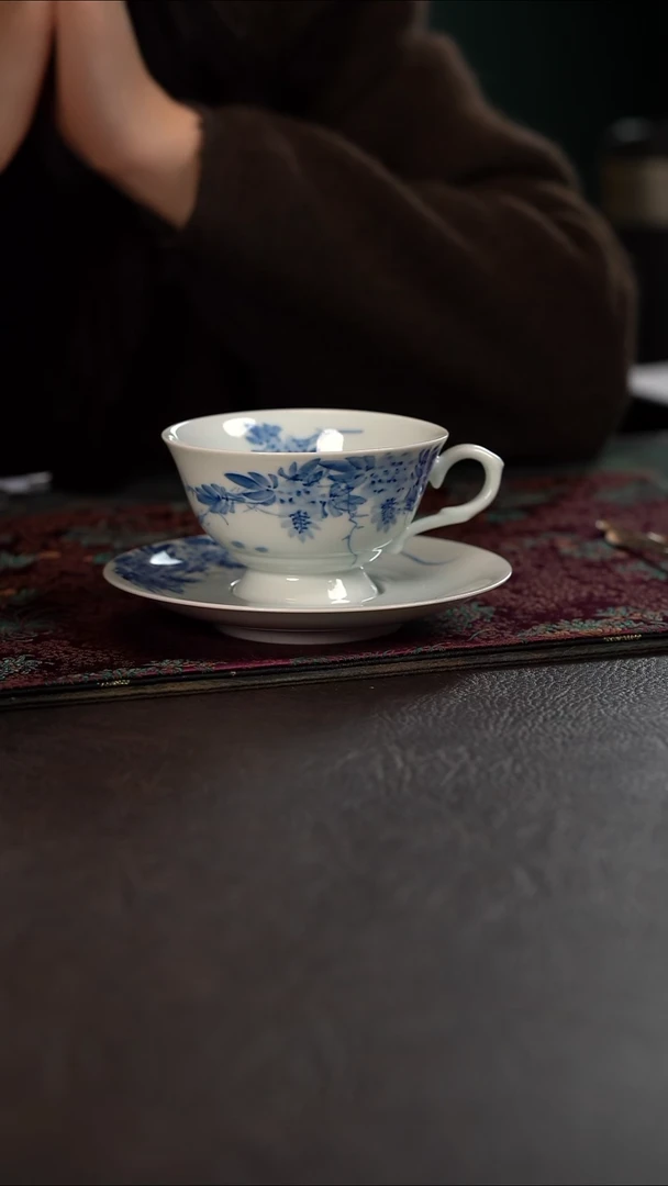 微瑕  厚力煊紫藤花咖啡杯一杯一碟