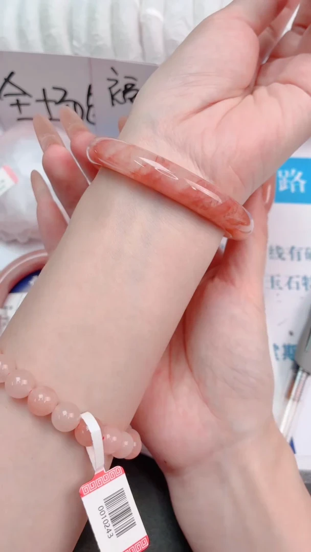 未镶嵌手镯石英质玉桃花酿106-圈口54.7-236