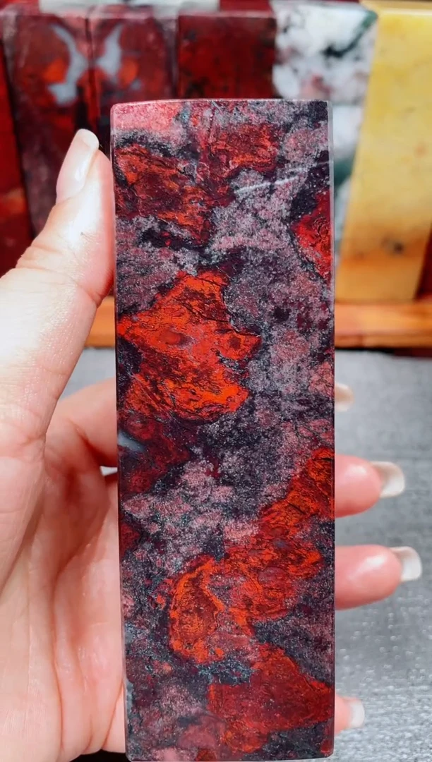 玉桂林鸡血玉素章31 4.1*4.1