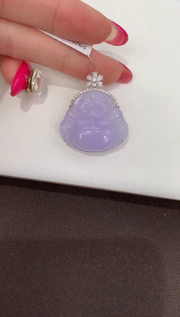 颈饰18K金镶嵌翡翠天然缅甸a货翡翠