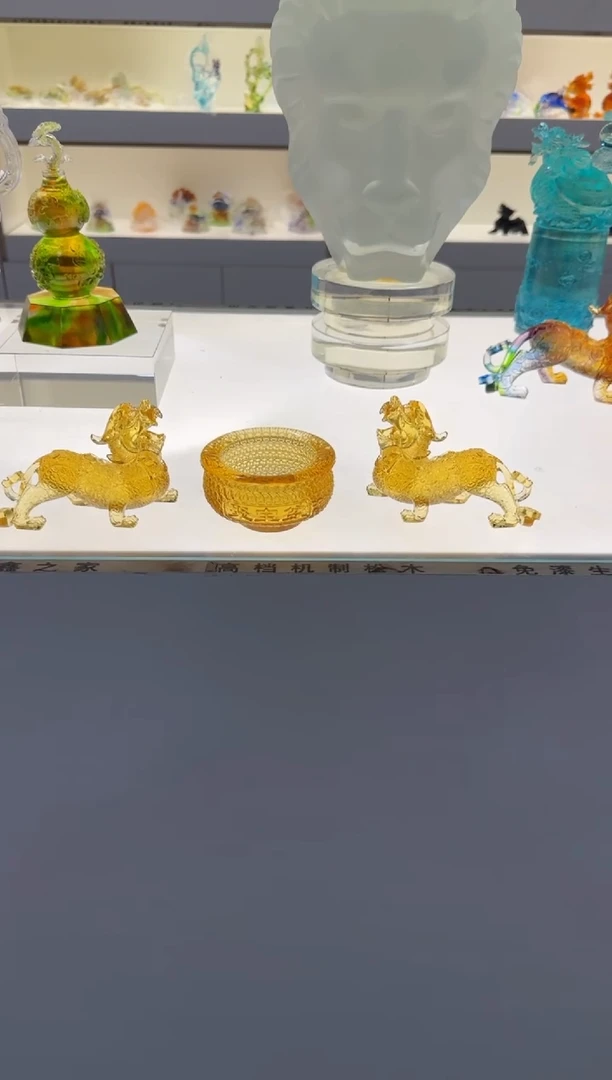 手工艺品琉璃古法琉璃貔貅加聚宝盆3件