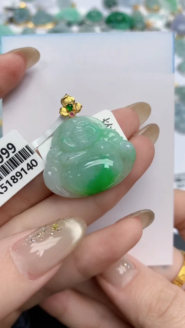 【闪购商品】翡翠颈饰18K金镶嵌天然缅甸翡翠A货