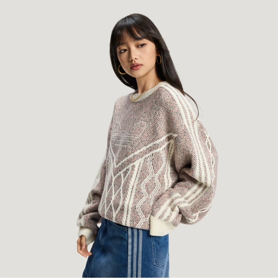 ADIDAS 三叶草SWEATSHIRT新年款运动宽松毛衣针织衫 KT0692