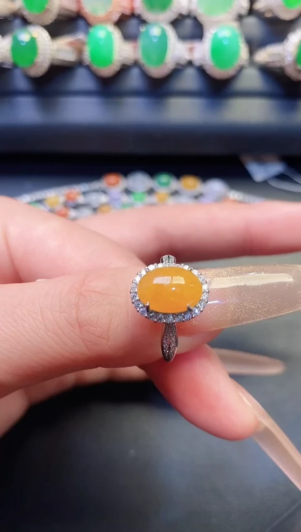 银S925镶嵌戒指翡翠天然