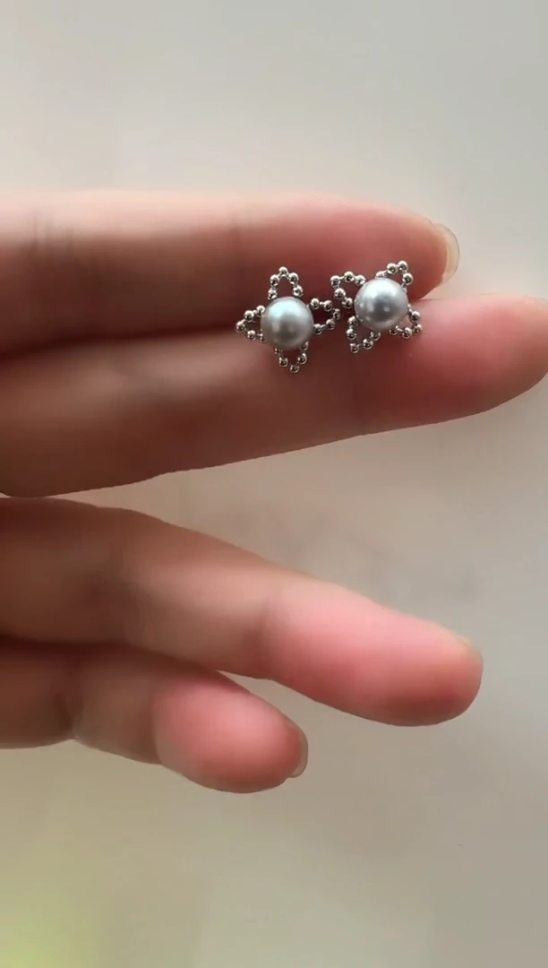 【闪购商品】海水珍珠AQ银S925镶嵌海水珍珠耳钉@@YE393