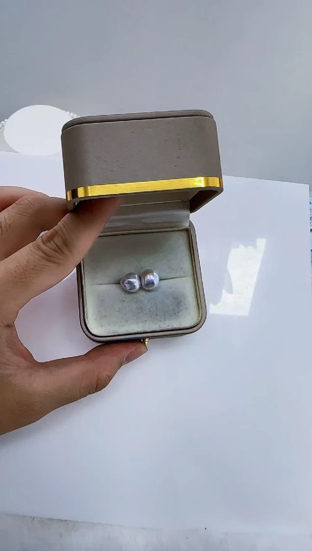 银S925镶嵌淡水珍珠DA巴洛克珍珠耳饰  y155