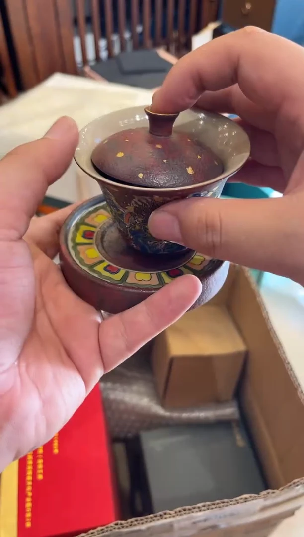 大黑天盖碗加底座茶具