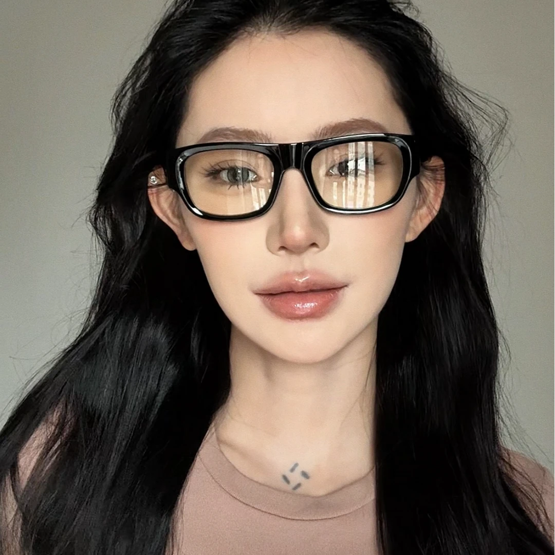 防蓝光辐射方形黑框眼镜男女款潮痞帅大框素颜神器平光镜可配近视