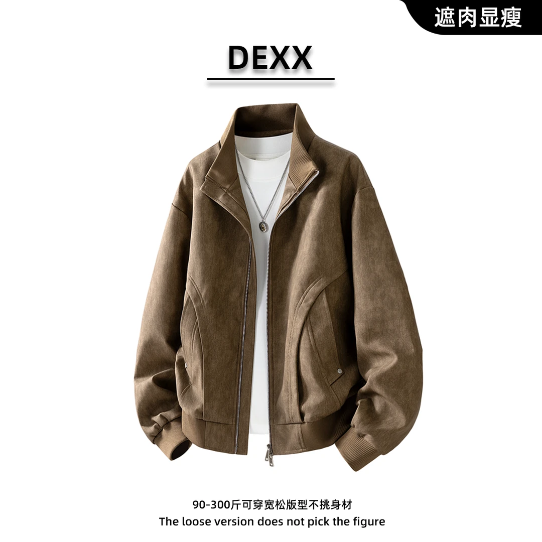 复古皮衣夹克男新款大码时尚百搭收口袖保暖外套遮肉休闲上衣服
