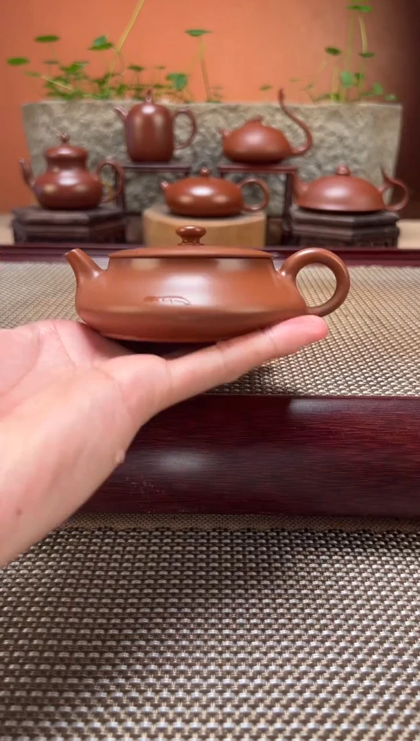 茶壶紫砂超薄胎扁明炉 原矿朱泥 纯手制