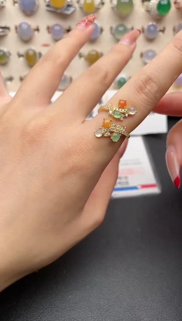 【闪购商品】翡翠戒指银S925镶嵌1一物一证一礼盒