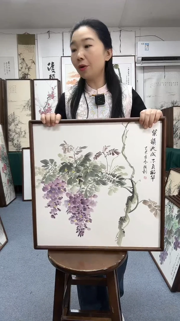 国画尺寸52*52木画框京东包邮手绘