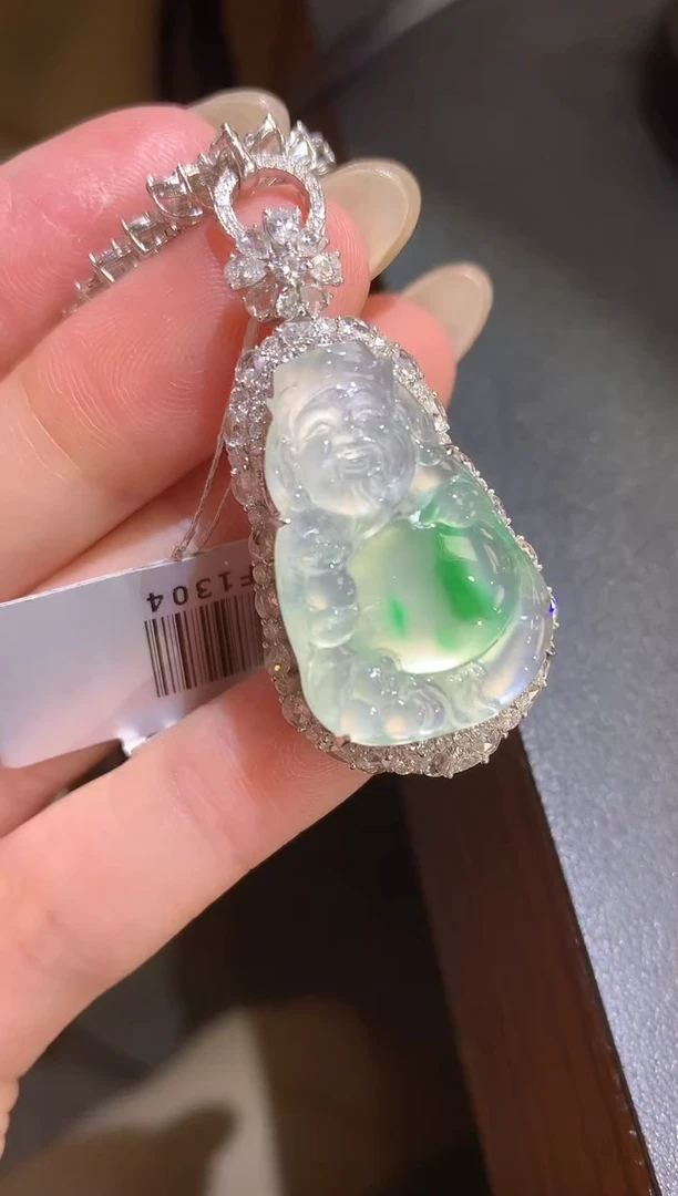 吊坠(不含链)18K金镶嵌翡翠109-米爷（不含链扣