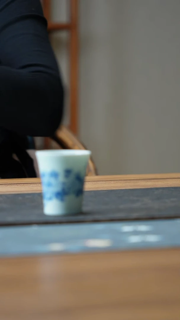 宁封窑青花菊花单杯