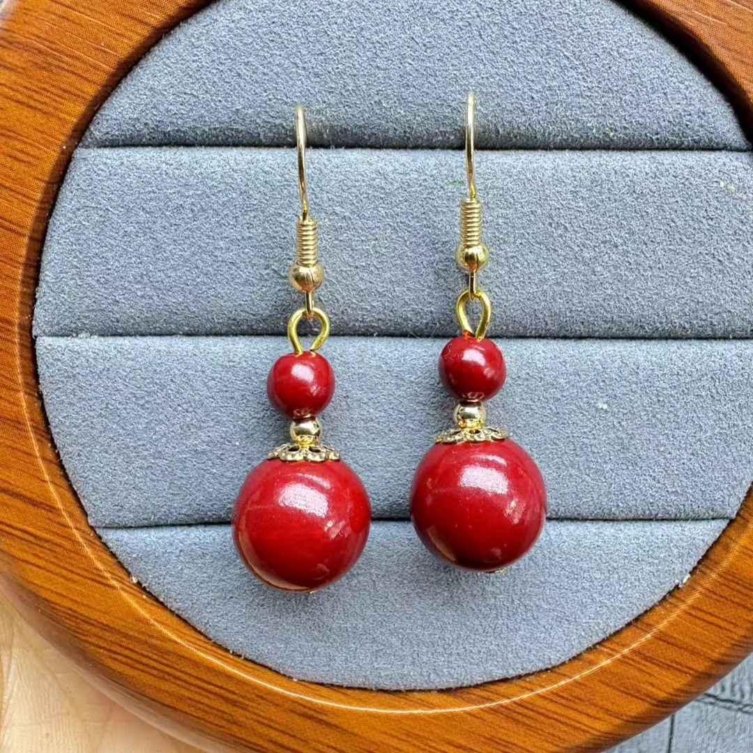 红色双连珠小莎莎耳饰611000