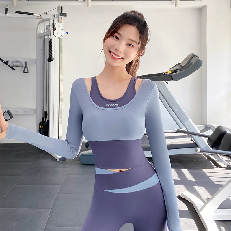 【35号】J32023AR瑜伽服女带胸垫加绒上衣长袖运动跑步健身服LJ