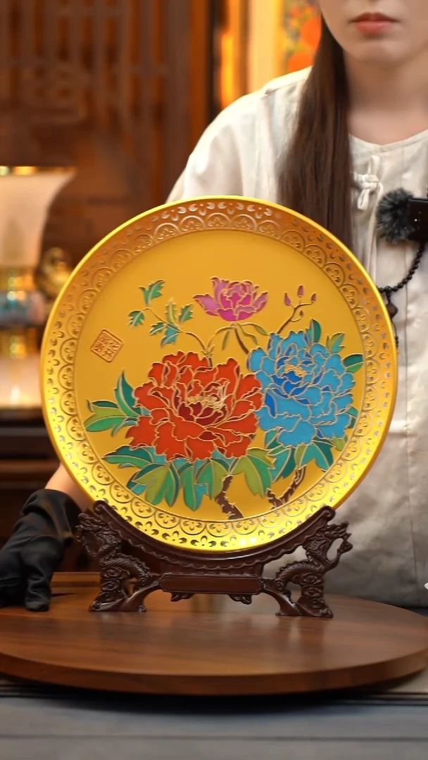 珐琅彩彩晶大号赏盘  特价一套