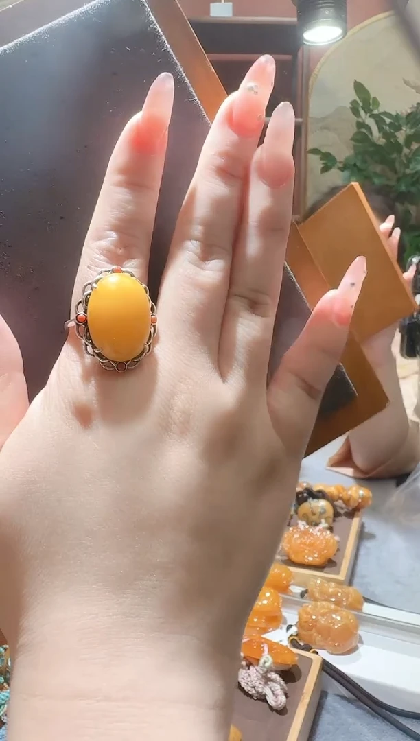 蜜蜡颈饰银S925镶嵌5016天然蜜蜡珠宝奇石全都保真